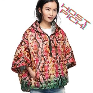 Think Royln Heroine Quilted Python-Print Poncho